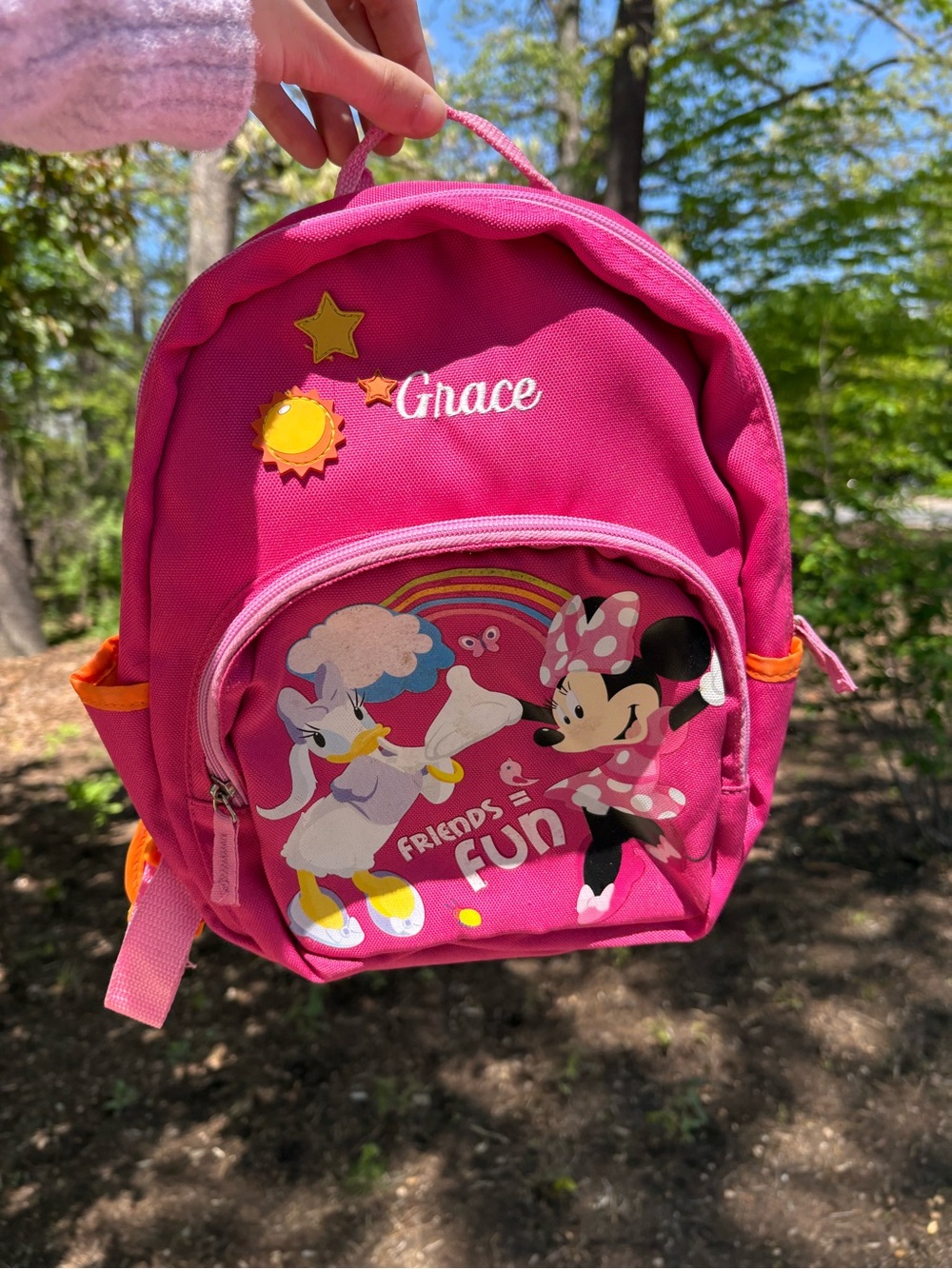 Disney Pink Minnie & Daisy Kids Backpack with Rainbow Accents
